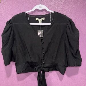 Black Puff Sleeve Women's Top